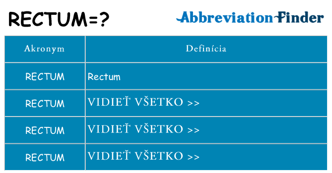Čo stojí za rectum