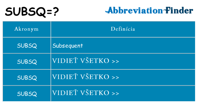 Čo stojí za subsq