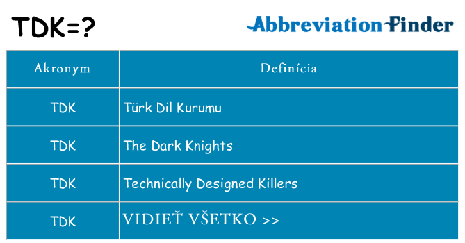 Čo stojí za tdk