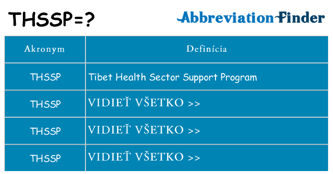 Čo stojí za thssp