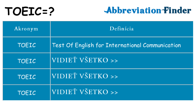 Čo stojí za toeic