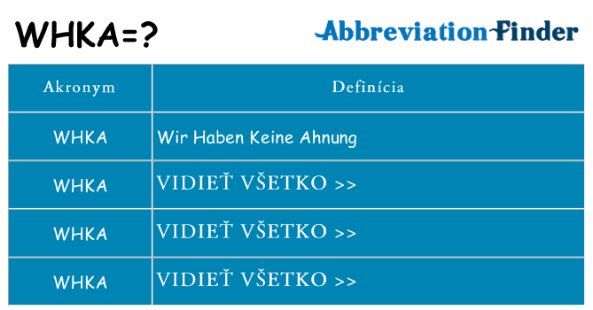 Čo stojí za whka