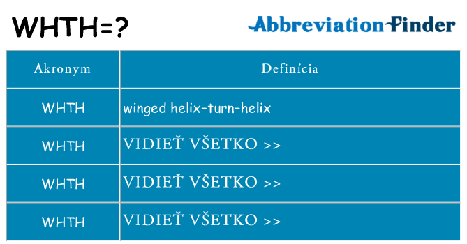 Čo stojí za whth