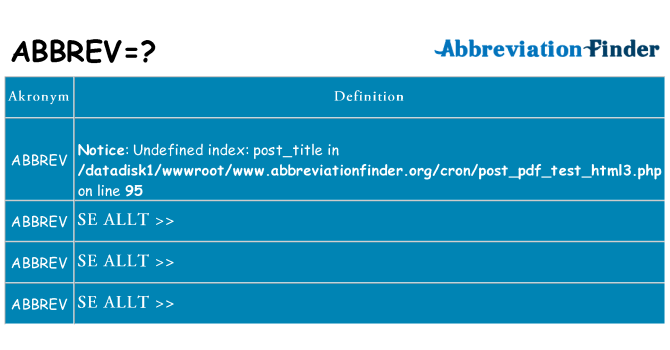Vad står abbrev för