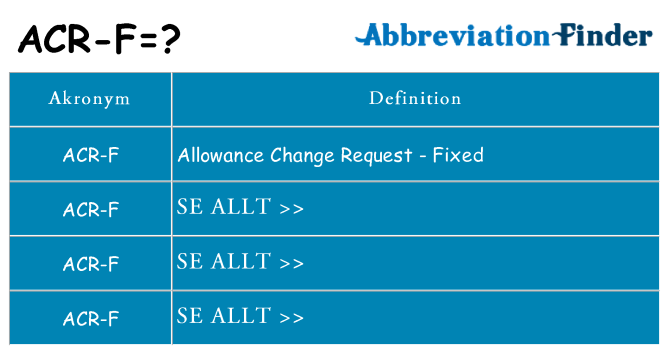 Vad står acr-f för