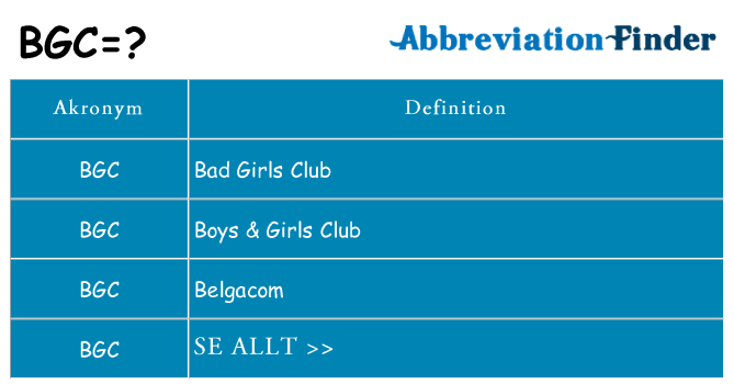 Vad står bgc för