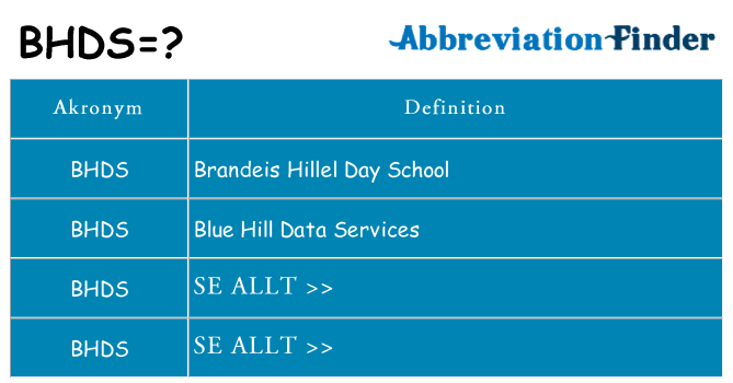 Vad står bhds för