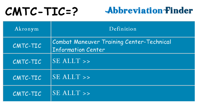 Vad står cmtc-tic för