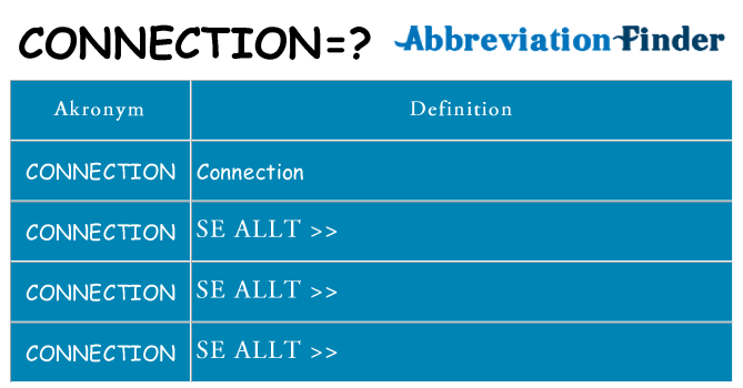 Vad står connection för