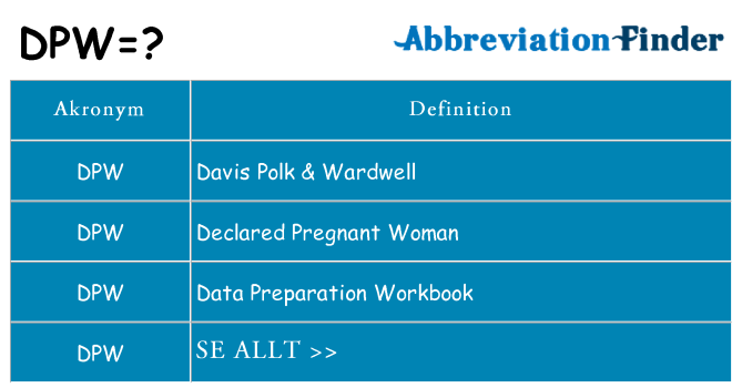 Vad står dpw för
