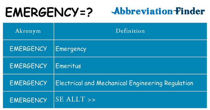 Vad står emergency för