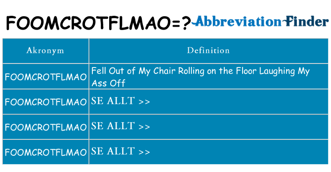 Vad står foomcrotflmao för