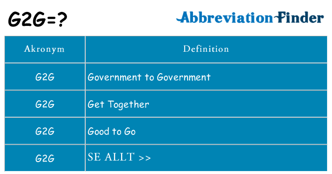 Vad står g2g för