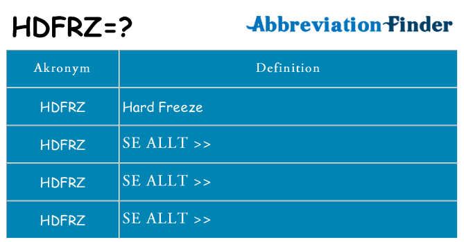 Vad står hdfrz för