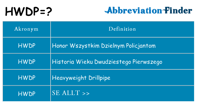 Vad står hwdp för