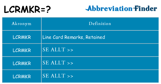 Vad står lcrmkr för