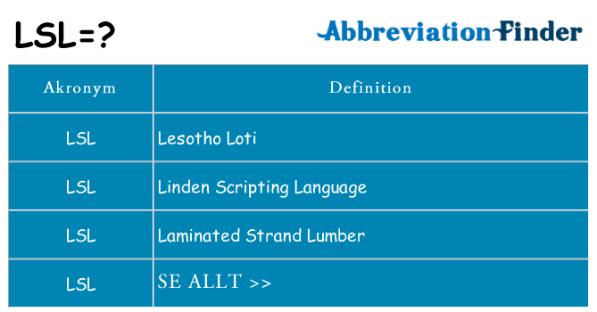 Vad står lsl för