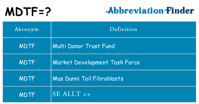 Vad står mdtf för
