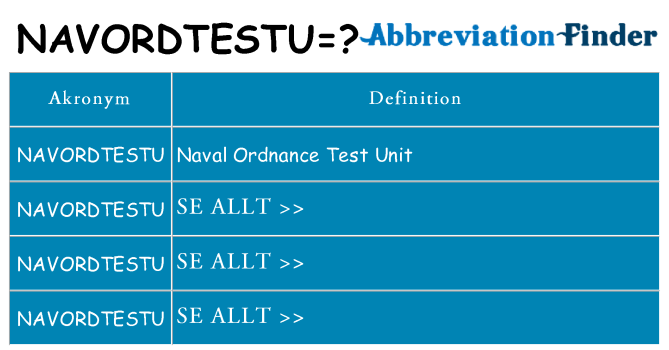 Vad står navordtestu för