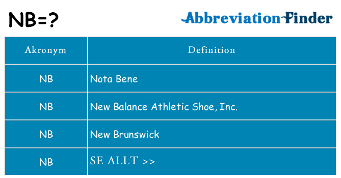 Vad står nb för