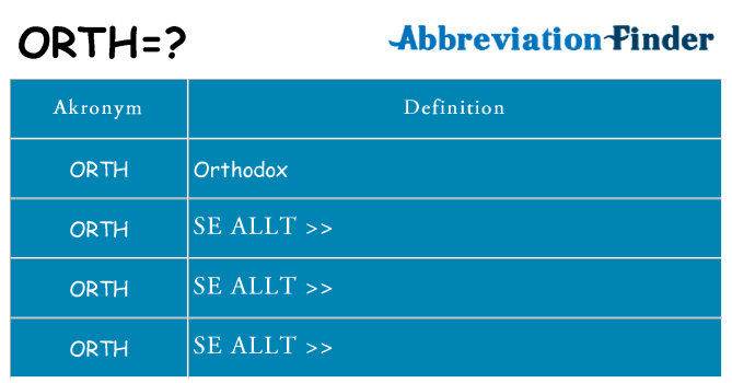 Vad står orth för