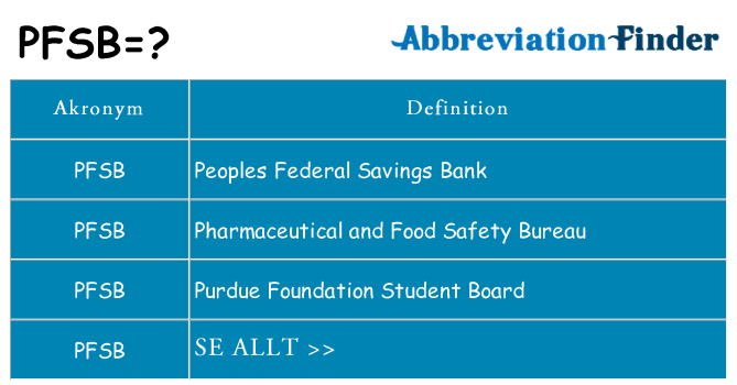 Vad står pfsb för