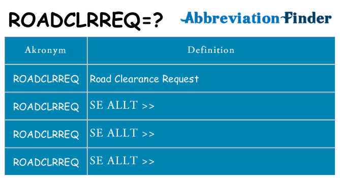 Vad står roadclrreq för