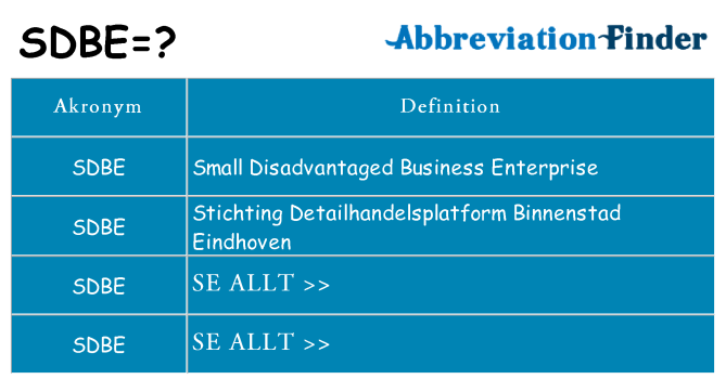 Vad står sdbe för