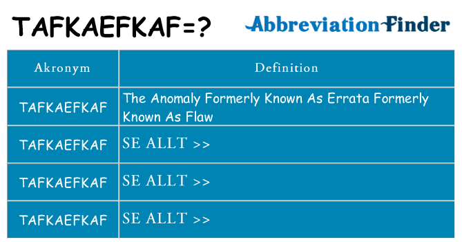 Vad står tafkaefkaf för