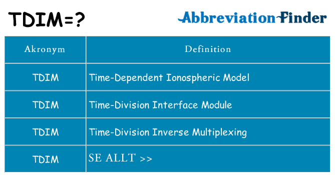 Vad står tdim för