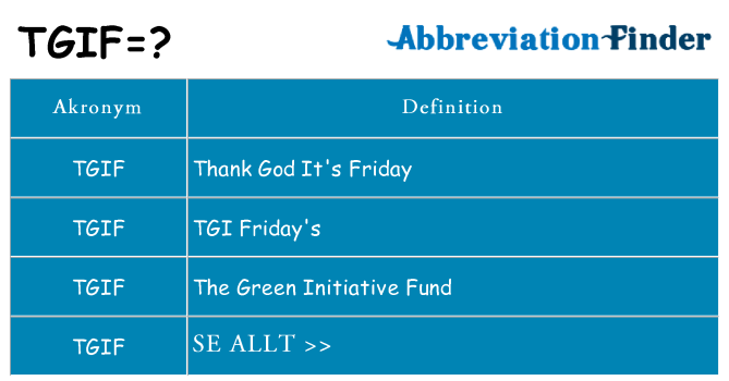 Vad står tgif för