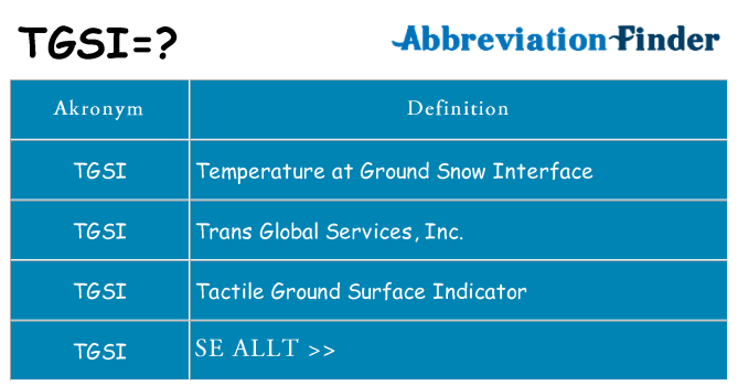 Vad står tgsi för