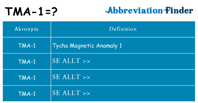 Vad står tma-1 för