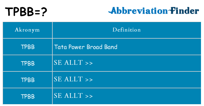 Vad står tpbb för