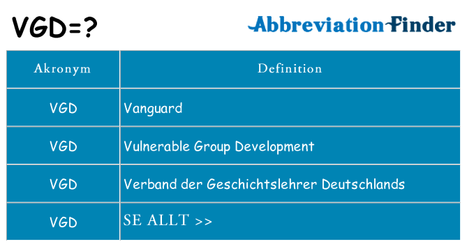 Vad står vgd för