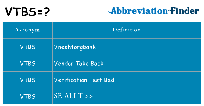 Vad står vtbs för