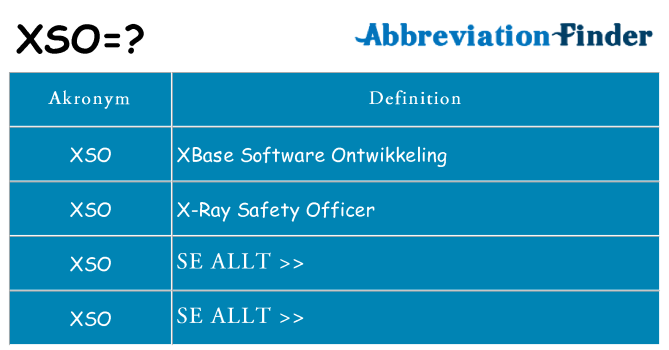 Vad står xso för