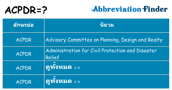 อะไรไม่ acpdr ถึง