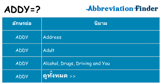 อะไรไม่ addy ถึง