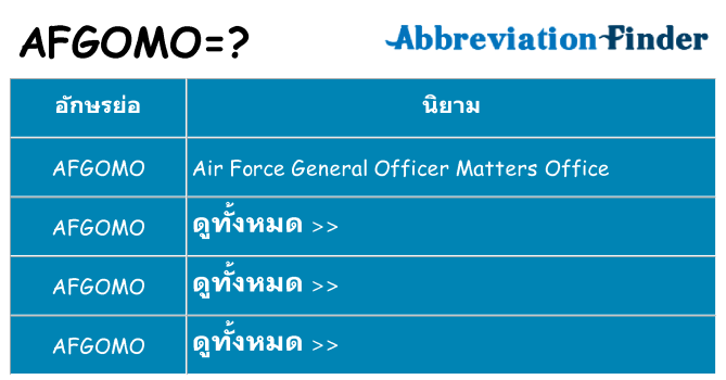 อะไรไม่ afgomo ถึง
