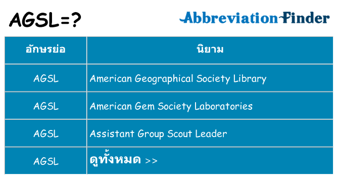 อะไรไม่ agsl ถึง
