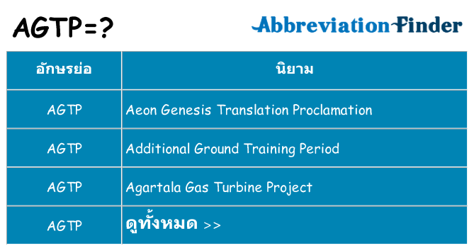 อะไรไม่ agtp ถึง