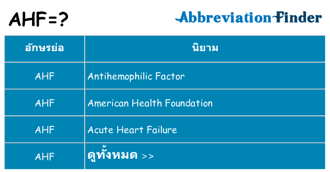 อะไรไม่ ahf ถึง