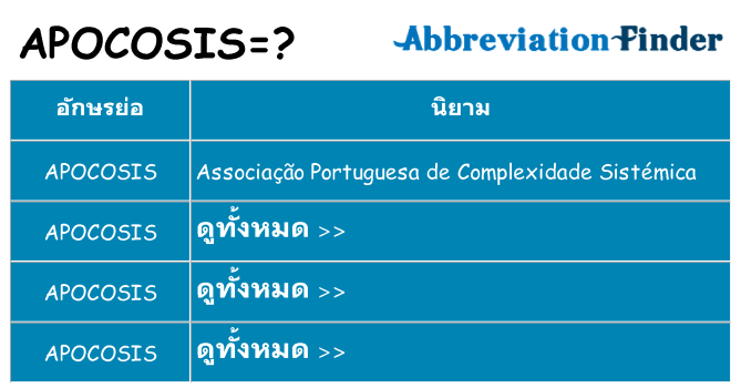 อะไรไม่ apocosis ถึง