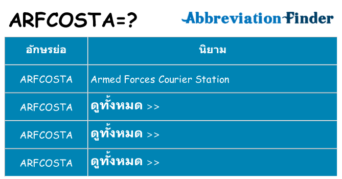 อะไรไม่ arfcosta ถึง