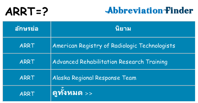 อะไรไม่ arrt ถึง