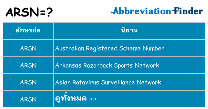อะไรไม่ arsn ถึง