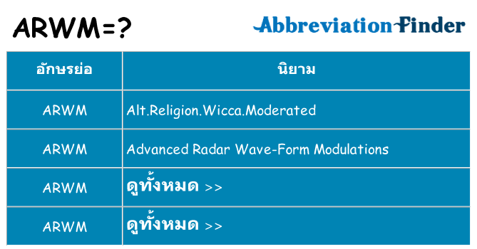 อะไรไม่ arwm ถึง