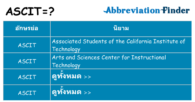 อะไรไม่ ascit ถึง