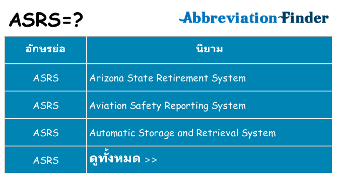 อะไรไม่ asrs ถึง